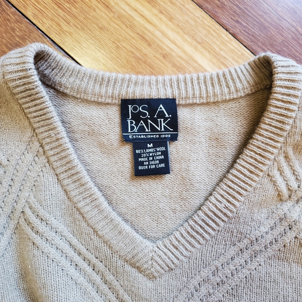 Jos. A. Bank Wool Sweater Medium Tan Textured